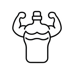 bottle with muscled hands line art