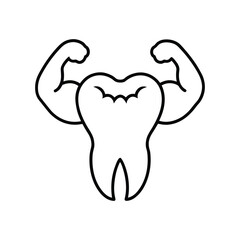 teeth with muscled hands with teeth line art