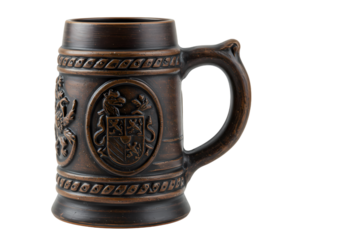 Rustic medieval stein with coat of arms detail