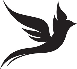 Abstract flying bird silhouette smooth wing black vector design