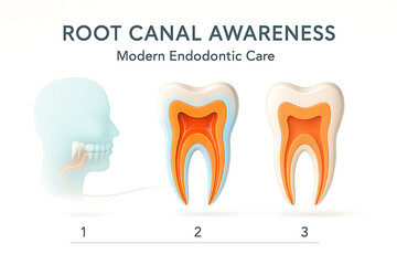 Root canal awareness and modern endodontic care procedure diagram