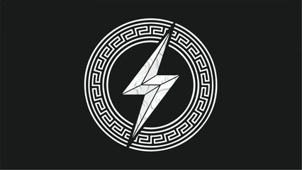 Lightning Bolt Symbol with Greek Key Pattern 1.