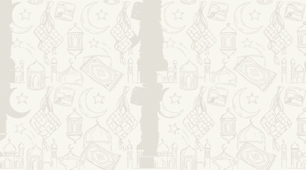 Eid Mubarak Doodle Vector Set &ndash; Islamic Holiday Hand Drawn Line Icons Collection