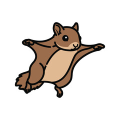 Cute flying squirrel vector illustration isolated on white background.