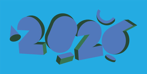 Obraz premium Digital New Year illustration concept in scalable vector format