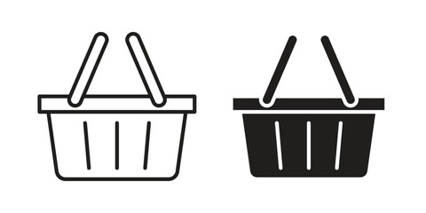 Grocery basket icons for templates, web design and infographics