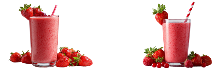 Delicious layered cake with strawberries and whipped cream on top isolated on transparent background