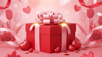 pink gift box with ribbon