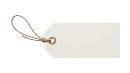 Blank paper tag with string, isolated on transparent background isolated on transparent background