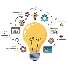 Innovative ideas and data analysis in business strategy concept art