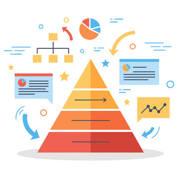 Infographic featuring pyramid chart with data visualization elements