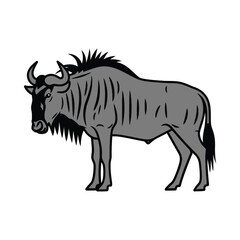 Majestic African wildebeest vector illustration