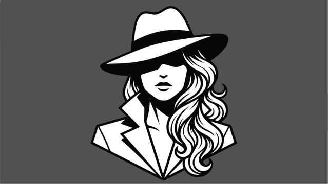 Mysterious Woman in Hat Vector Illustration 1.