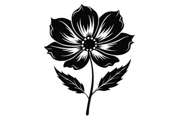 Obraz premium cosmos flower silhouette line art vector illustration with a white background