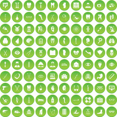 100 Medicine and Pharmacy Icons Green Circle