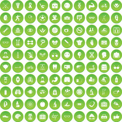 100 Health and Wellness Icons Green Circle