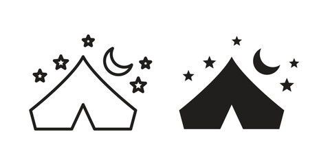 Night camping icons for templates, web design and infographics © Creatives