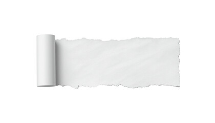 A rolled up white paper on a transparent background for advertising and branding purposes on transparent background