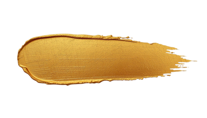 A smear of golden paint on transparent background