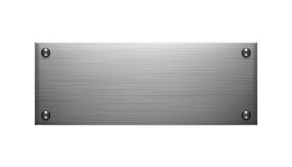 A silver metal plate with screws on a transparent background