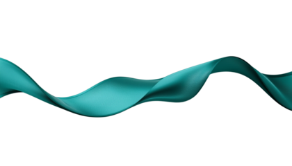 A wavy teal ribbon flowing across a transparent background