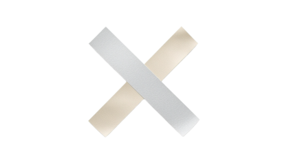 A large silver X symbol on transparent background