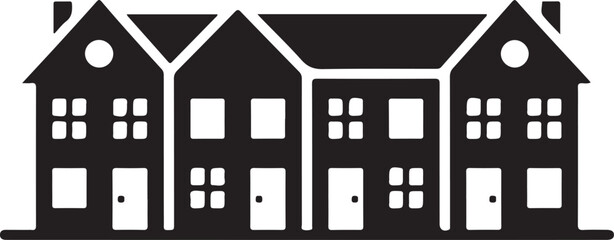 Silhouette row of townhouses real estate residential property investment concept illustration