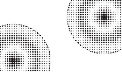 Abstract dotted circles, round halftones geometric dots gradient and pop art texture. Collection of round shapes with polka dot pattern isolated on white background. 