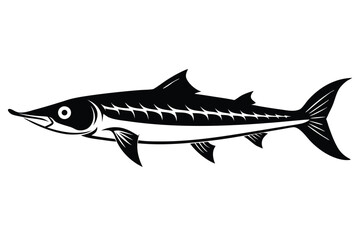 Fototapeta premium barracuda silhouette line art vector illustration with a white background