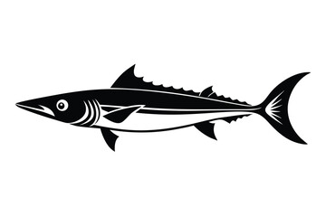 Fototapeta premium barracuda silhouette line art vector illustration with a white background