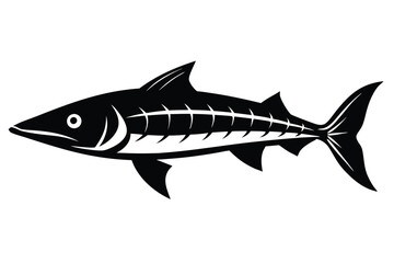 Obraz premium barracuda silhouette line art vector illustration with a white background