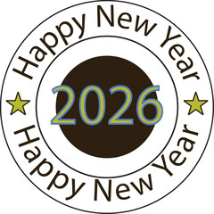Happy New Year Stamp Logo Eps, Happy New Year 2026 Eps, New Year Logo Eps