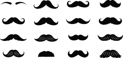 Black mustache silhouettes on white background mustaches moustache moustaches facial hair