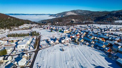 Snowy Croatian Mountain Village 