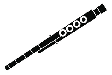 flute silhouette line art vector illustration with a white background