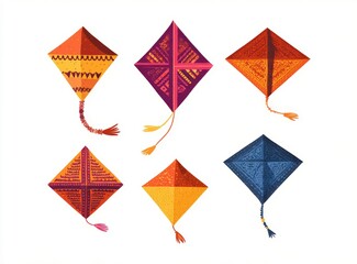 Flat Vector Kite Icons for Makar Sankranti