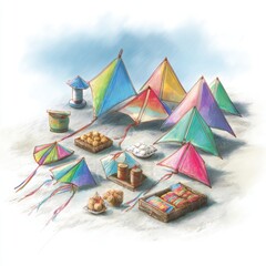 Makar Sankranti Tilgul Sweets Flat-Lay Illustration