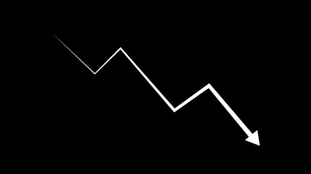 Downward Zigzag Arrow Animation, zigzag arrow pointing downward. black background. 4k video..