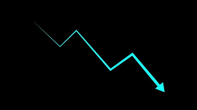 Downward Zigzag Arrow Animation, zigzag arrow pointing downward. black background. 4k video..
