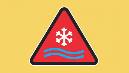 Road sign warning of icy road conditions ahead