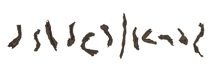 Set dark green teas, dry leaves Oolong tea, Camellia sinensis, isolated on white, top view