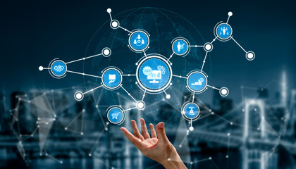 Explore a modern representation of technology showcasing connectivity and innovation with visual elements amidst an urban backdrop, capturing the essence of digital advancement. Tessel