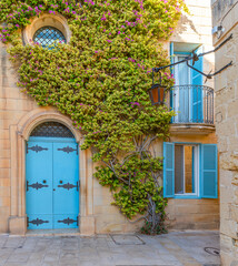 Traditional Maltese architecture in Mdina, Malta.