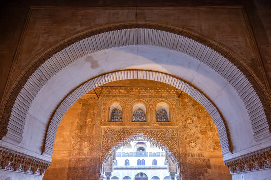 Interiors of Nasrid palace in Alhambra, Granada, Spain