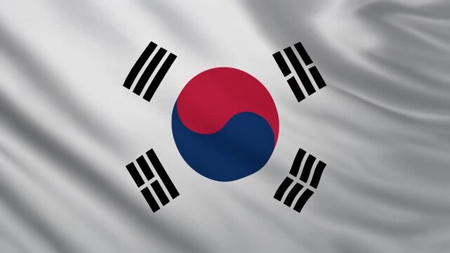 South Korea National Flag (Taegukgi) with Yin-Yang Symbol and Trigrams
