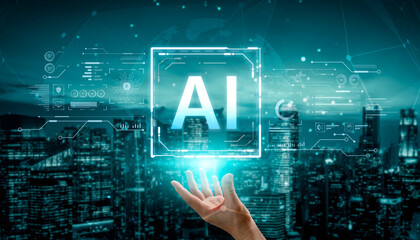 A futuristic user interface for business intelligence. This advanced AI dashboard displays complex data analysis, charts, and graphs for strategic corporate insights. Fermion