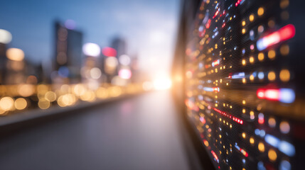 A close view of a data server with illuminated lights, showcasing the importance of technology in modern urban environments.