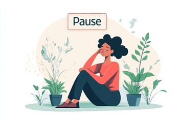 Mindful pause and inner calm flat design