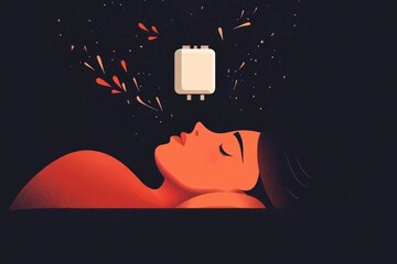 Mental recharge and deep sleep vector illustration