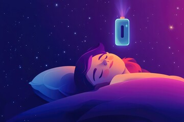 Mental recharge and deep sleep vector illustration